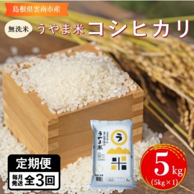 【毎月定期便】【無洗米】神話の里/吉田町「うやま米」コシヒカリ 5kg(5kg×1)全3回