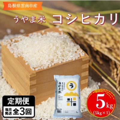 【毎月定期便】神話の里/吉田町「うやま米」コシヒカリ 5kg(5kg×1)全3回