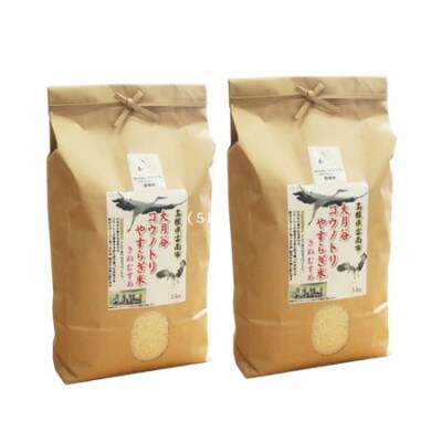 【毎月定期便】島根県雲南市「大月谷コウノトリやすらぎ米」きぬむすめ　10kg(5kg×2)全3回