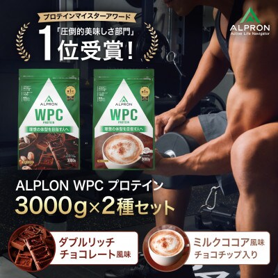 ALPRON WPC プロテイン 3kg 2種セット(ダブルリッチチョコレート・ミルクココア)