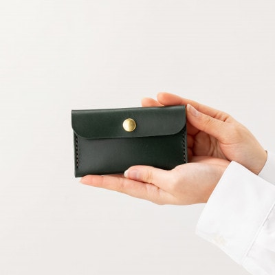 総手縫いで仕立てた　カードもお札も入る本革のスマートコインケース(グリーン)　