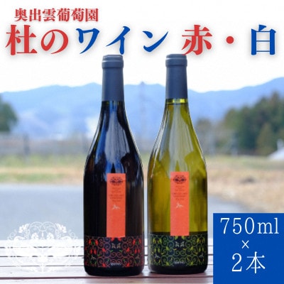 杜のワイン赤1本・白1本 計2本セット　辛口赤ワイン 辛口白ワイン 飲み比べ