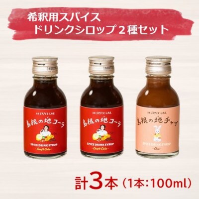 希釈用スパイスドリンクシロップ3本セット(クラフトコーラ100ml×2本&チャイ100ml×1本)
