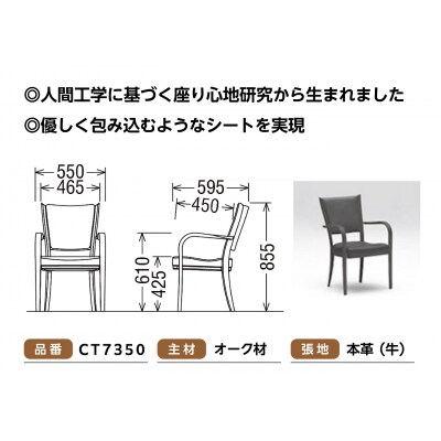 【高島屋選定品】カリモク家具「肘付ダイニングチェア(本革)」CT7350モデル