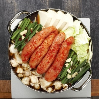 海千の「めんたいもつ鍋セット3人前」国産牛もつ厳選　ちゃんぽん麺×3付