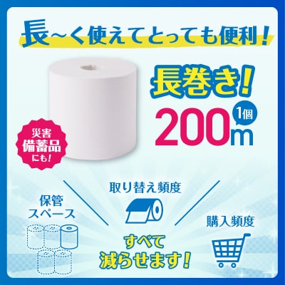 200m長巻き芯なしトイレットペーパー「エコロジー」96個　省スペース　コンパクト(a1131)