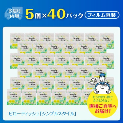 ピローティッシュ「シンプルスタイル」150W×5P　40袋セット 箱なし　コンパクト(a1130)