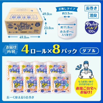 160ロール相当 5倍巻き トイレットペーパー ダブル パルプ ペンギン[sf002-070]