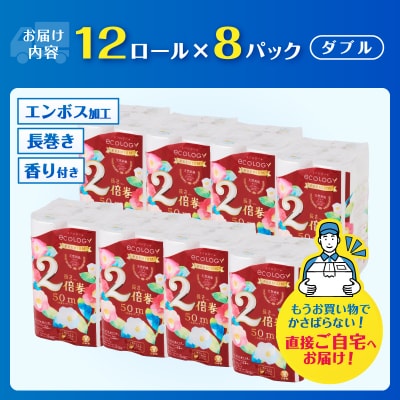 192ロール相当 トイレットペーパー ダブル エコロジー プレミアム 96ロール 2倍巻き 日用品