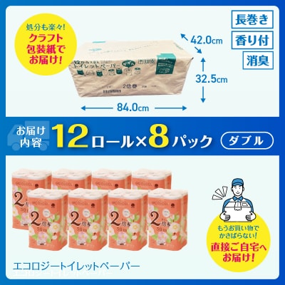 エコロジー 2倍巻き トイレットペーパー 96ロール ダブル長持ち(a1574)