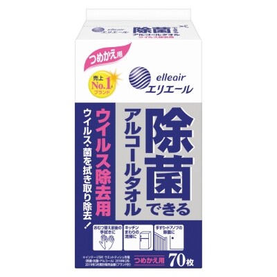 エリエール 除菌できるアルコールタオル ウイルス除去用 つめかえ用70枚×24パック(a1569)