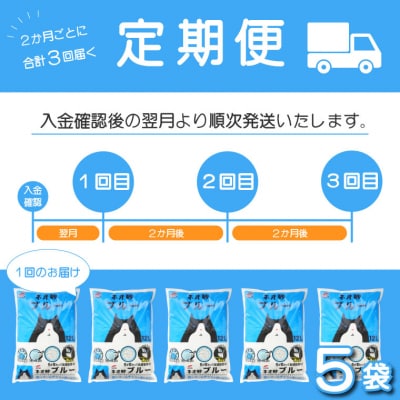 定期便 年3回 ネオ砂ブルー 環境にやさしい猫砂 12L×5袋 抗菌 後処理らくらく(1701)