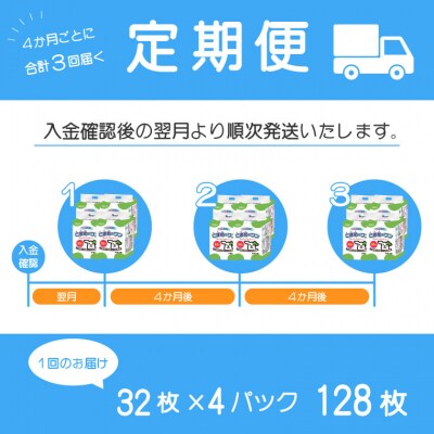 定期便 年3回 ペットシート こまめだワン スーパーワイド ペットシーツ32枚×4パック(1704)