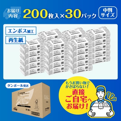 ペーパータオル 30パック エクリュホワイト中判サイズ 200枚 ハンドタオル