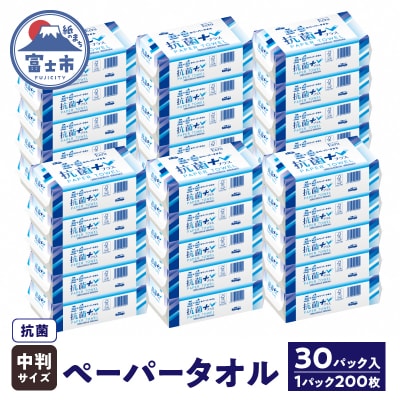 ペーパータオルエクリュ抗菌+(プラス)中判サイズ200枚×30パック(1952)