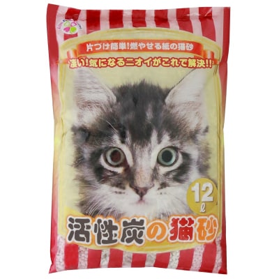 紙の猫砂 LOVEにゃん活性炭の猫砂 12L 【5袋入】