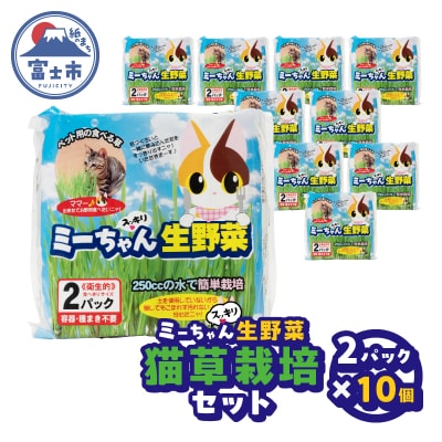 ミーちゃんスッキリ生野菜 2パック×10個 猫草栽培セット [sf002-386]