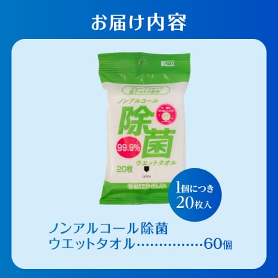 NBノンアルコール除菌ウエットタオル20枚×60個 [sf002-406]