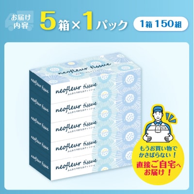 スリムボックスティッシュ 5箱 1パック 消耗品 備蓄 ティッシュペーパー  [sf077-155]