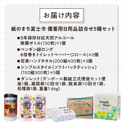 紙のまち富士市 備蓄用日用品詰合せ4種セット+防災用トイレ付 [sf002-416]