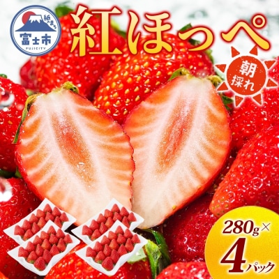 富士市産 いちご 紅ほっぺ 約280g×4P 計約1120g [sf123-002]