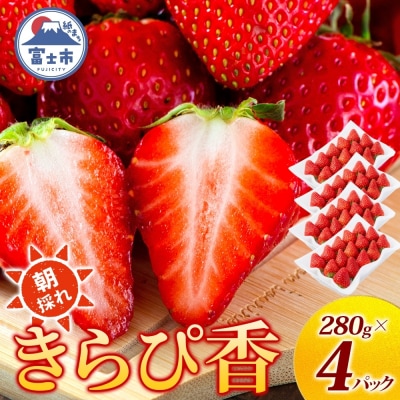 富士市産 いちご きらぴ香 約280g×4P 計約1120g [sf123-004]