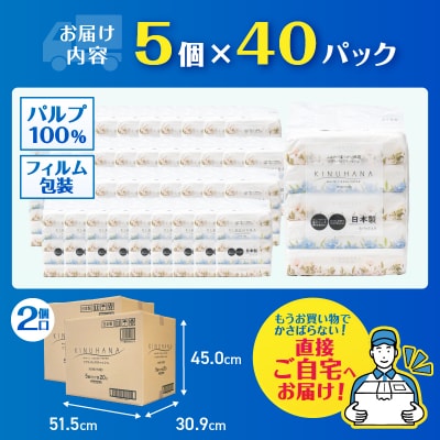 【配送2個口】きぬはなソフトパックティッシュ 200個(5個×40パック) [sf002-544]
