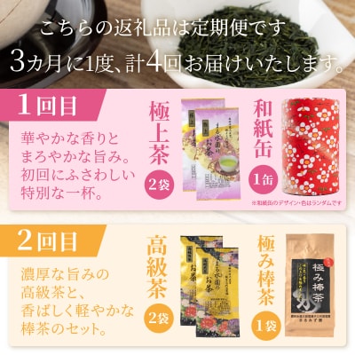 定期便【全4回 3か月毎発送】お茶農家が厳選!季節のお茶 定期便 [sf002-522]