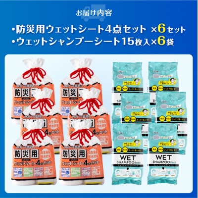 NB防災用ウェットシート4点セット+ウェットシャンプーシート(6セット) [sf002-574]