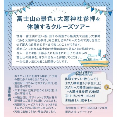 クルージング 大瀬神社コース 体験チケット(9人) [sf001-188]