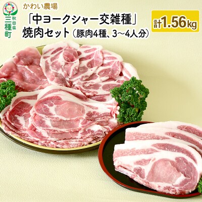 かわい農場 中ヨークシャー交雑種 焼肉セット 豚肉4種類 しっぽ豚|05_kwf-060101