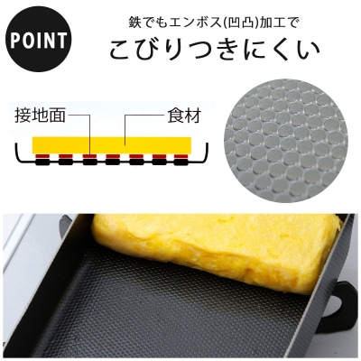 両面エンボス鉄製玉子焼き(中サイズ)&カバーセット ガス火・IH対応【011S182】