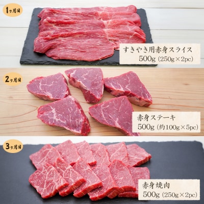 【定期便3カ月】淡路牛 特選赤身肉定期便　ah14059