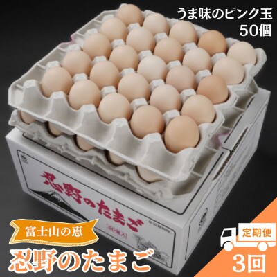 【毎月定期便】【新鮮な玉子】富士山の恵 忍野のたまご‐うま味のピンク玉‐50個入全3回
