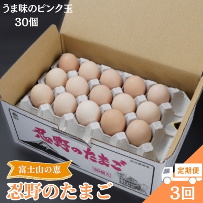 【毎月定期便】【新鮮な玉子】富士山の恵 忍野のたまご‐うま味のピンク玉‐30個入全3回