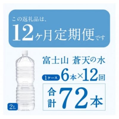 《12ヵ月定期便》富士山蒼天の水 2L×6本(1ケース)ラベルレス※離島不可
