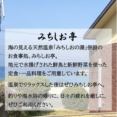 温泉館「海の里」みちしおの湯の食事処「みちしお亭」で使える食事券3,000円分