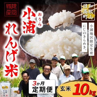 【毎月定期便】小浦れんげ米(にじのきらめき) 玄米 10kg全3回