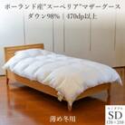 逸品 ポーランド産“スーペリア”コウダ種マザーグースダウン98% 薄め冬用羽毛ふとんセミダブルサイズ