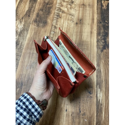 本革のアコーディオン長財布　ダコタダークブラウン