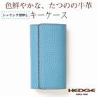 4連強力キーフック付きキーケース(スカイブルー)兵庫県たつの市産牛革　革製品のHEDGE