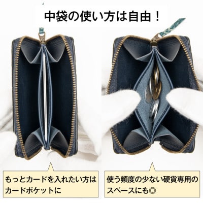 カードも一緒に メンズコインケース(ピーコックブルー)国産牛革を使い、尼崎の職人が丁寧に仕立てました