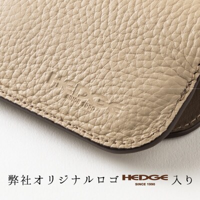 たつの市産牛革 パステルベージュのメガネケース シュリンク型押し×スムースレザー　HEDGE