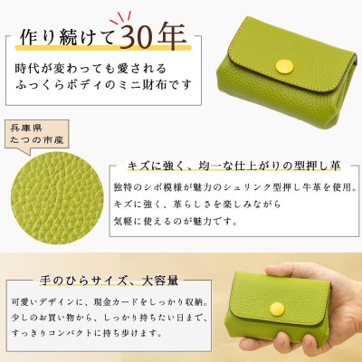 本革ミニ財布|手のひらサイズに現金カードをすっきり収納 たつの市産牛革を使用したハンドウォレット