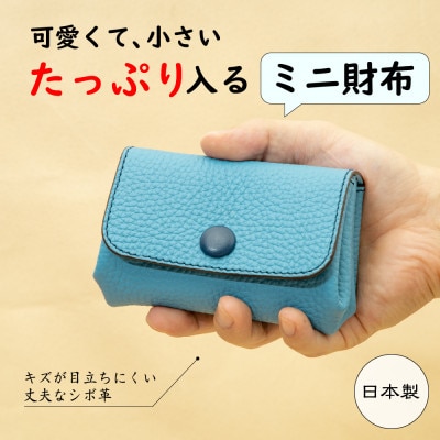 HEDGE 本革ミニ財布[スカイブルー]|ふっくらフォルムに現金カードがしたっぷり入る!