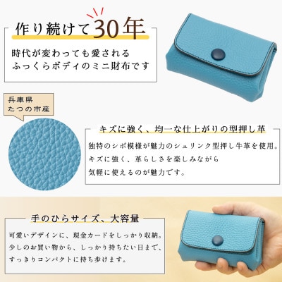 HEDGE 本革ミニ財布[スカイブルー]|ふっくらフォルムに現金カードがしたっぷり入る!