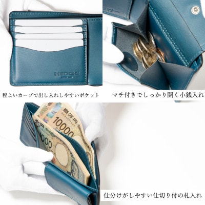 HEDGE 国産本革の二つ折り財布 染料染めオイルレザー「ビゾンテ」を使用したメンズデザイン