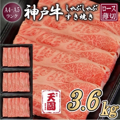 【毎月定期便】【ふるさと納税 定期便】神戸牛 霜降り肩ロース しゃぶしゃぶすき焼き1.2kg×全3回