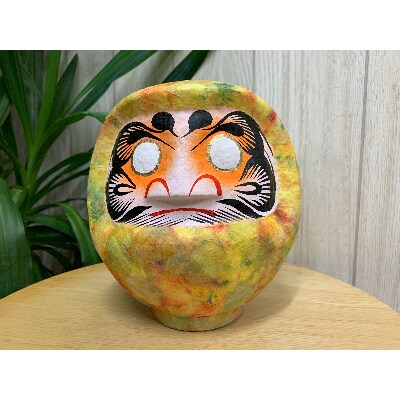 和紙まとう、幸せの福だるま|Lサイズ|ユネスコ無形文化遺産登録「細川紙」×高崎だるま|1体【黄色系】