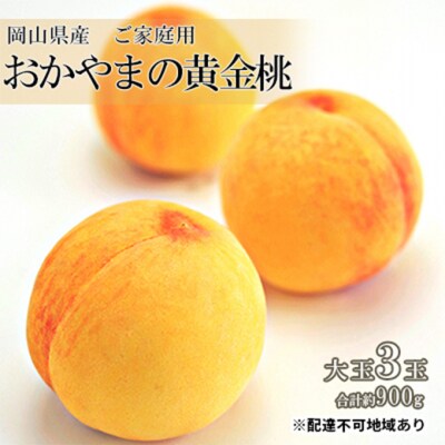 ご家庭用 おかやま の 黄金桃  大玉 3玉(合計約900g) 岡山県産[No.5735-0687]